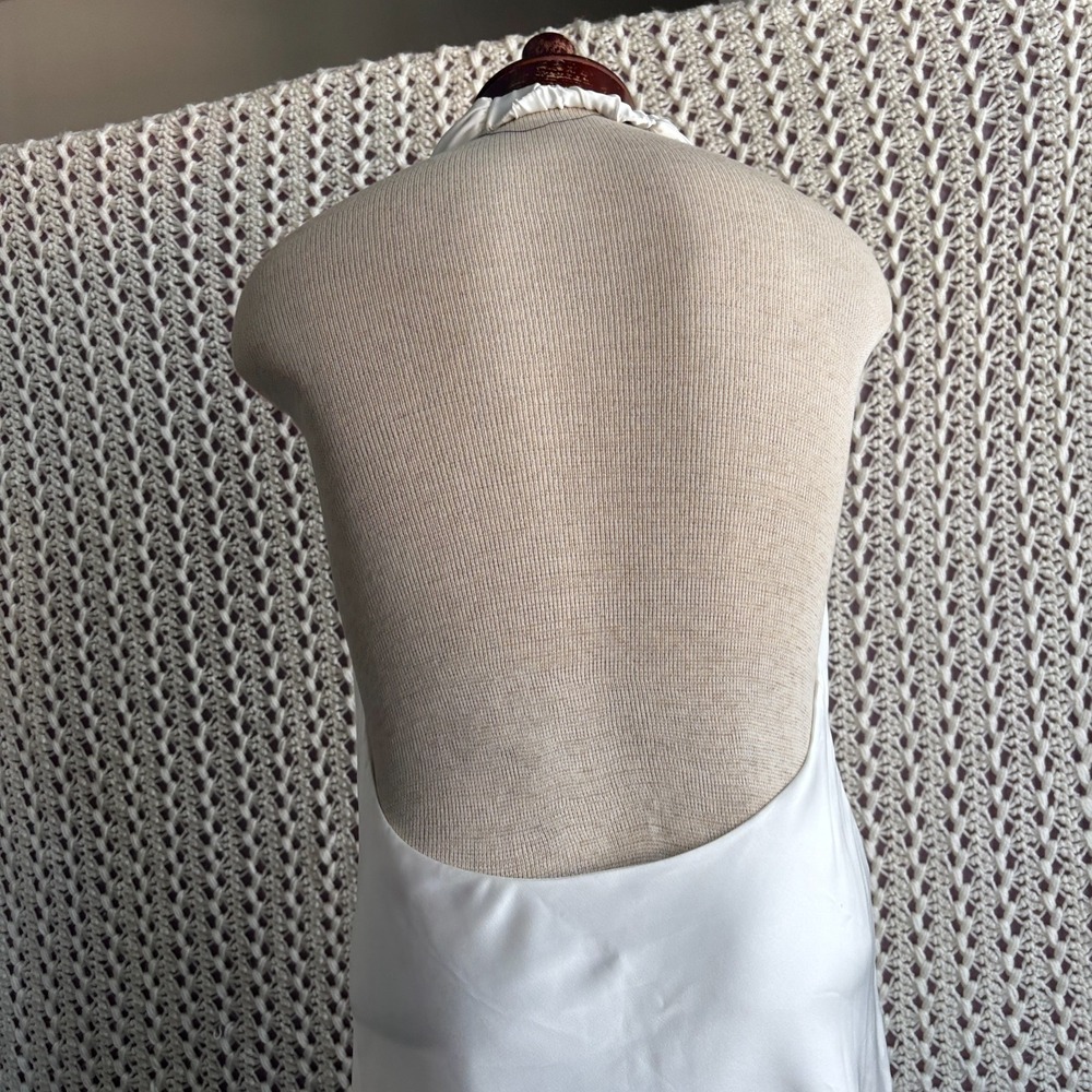 Show Me Your Mumu Jasmine Dress Halter Mini Dress Backless Satin White Size M - Picture 10 of 14